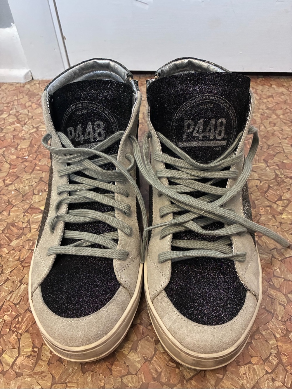 P448 Luxury Italian Skater Sneakers with shimmer and suede